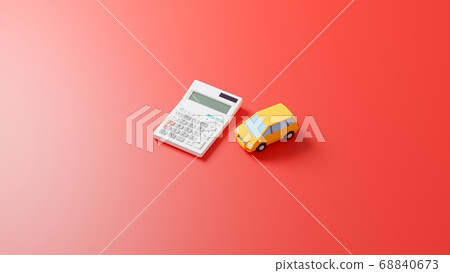 CG photorealistic illustration of a car toy and calculator placed on a plane CG photorealistic illustration of a car toy and calculator placed on a plane 68840673