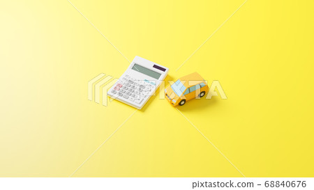 放置在飛機上的汽車玩具和計算器的CG逼真的插圖 放置在飛機上的汽車玩具和計算器的CG逼真的插圖 68840676