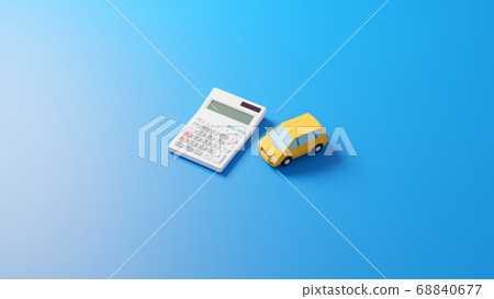 放置在飛機上的汽車玩具和計算器的CG逼真的插圖 放置在飛機上的汽車玩具和計算器的CG逼真的插圖 68840677