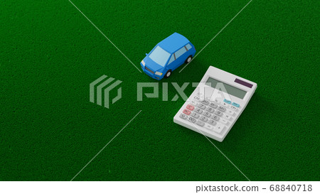 CG photorealistic illustration of a car toy and calculator placed on a plane CG photorealistic illustration of a car toy and calculator placed on a plane 68840718