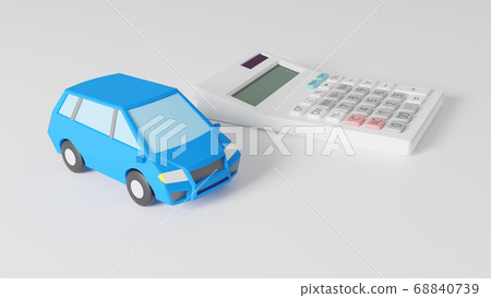 放置在飛機上的汽車玩具和計算器的CG逼真的插圖 放置在飛機上的汽車玩具和計算器的CG逼真的插圖 68840739