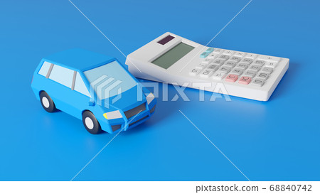 CG photorealistic illustration of a car toy and calculator placed on a plane CG photorealistic illustration of a car toy and calculator placed on a plane 68840742