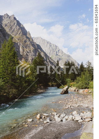 Beautiful mountain landscape in Val Ferret, Italy. Beautiful mountain landscape in Val Ferret, Italy. 68841694