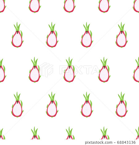 Dragon fruit seamless pattern for clothes design. Textile ornament. Half fruit slice. Dragon fruit seamless pattern for clothes design. Textile ornament. Half fruit slice. 68843136