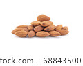 Closeup of almonds, isolated on the white. 68843500