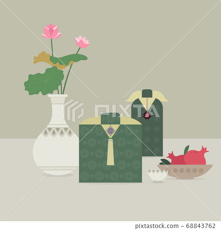 Korean traditional object illustration-wrapping gift, vase 68843762