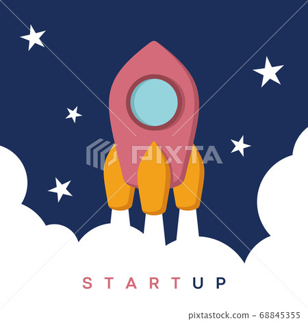 Banner with the image of a rocket 68845355