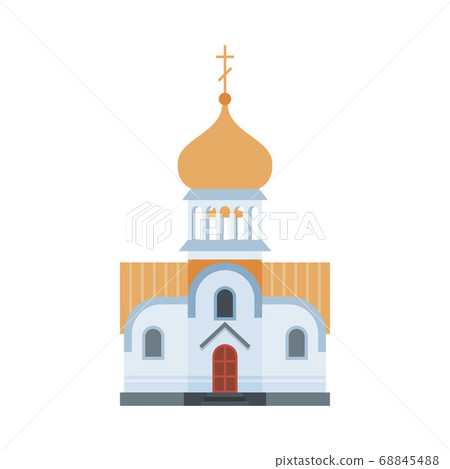 Orthodox Church Building, Ancient Russian Religious Temple Vector Illustration 68845488