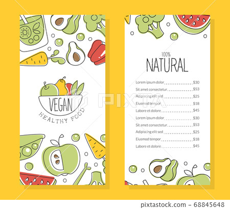 Vegan Healthy Food Menu Template, Natural... - Stock Illustration ...