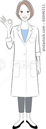 A female doctor giving an OK sign A female doctor giving an OK sign 68846311
