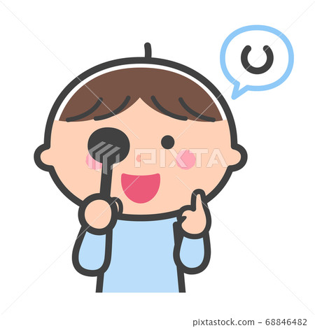 A boy who has a physical examination/eyesight test/has a line 68846482