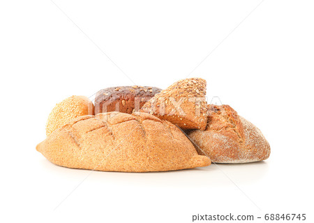 Bunch of bakery products isolated on white Bunch of bakery products isolated on white 68846745