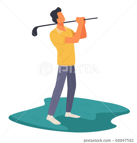 Male character playing golf outdoors, professional golfer outdoors 68847582