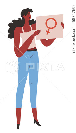 Feminism movement supporters and protesters with placards vector 68847695