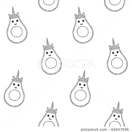 Vector seamless pattern of avocado unicorn horn Vector seamless pattern of avocado unicorn horn 68847696