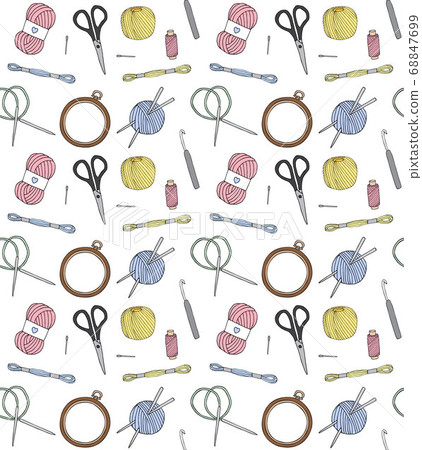 Vector seamless pattern of sketch sew and knit Vector seamless pattern of sketch sew and knit 68847699