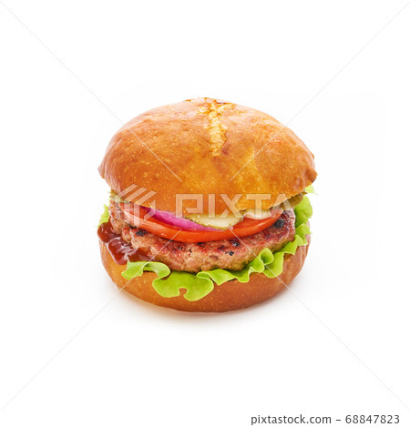 Tasty beef burger on white background 68847823