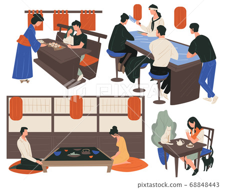 People dining in chinese restaurant, eating and drinking People dining in chinese restaurant, eating and drinking 68848443