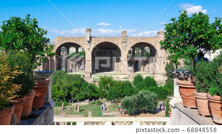 Basilica of Maxentius on the Roman Forum from Palatine Hill 68848558