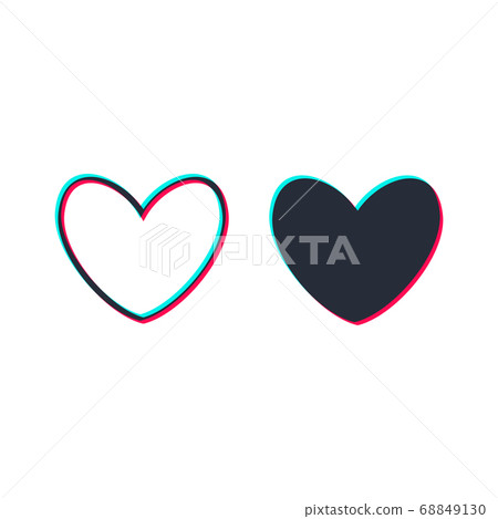 Heart line icon, sign, symbol, logo. Tricolor sign. Social media concept. Vector illustration. Tik Tok 68849130
