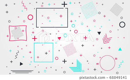 Memphis card with geometric shapes. Luxury fashioon design - 80-90s. Tik Tok 68849141