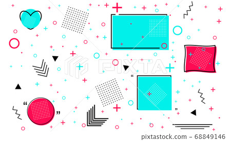 Memphis card with geometric shapes. Luxury fashioon design - 80-90s. Tik Tok 68849146