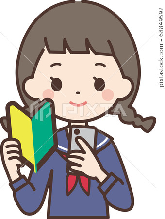 智能手機初學者的女學生 68849592