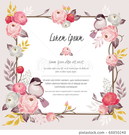 Vector illustration of a floral frame in spring - Stock Illustration ...