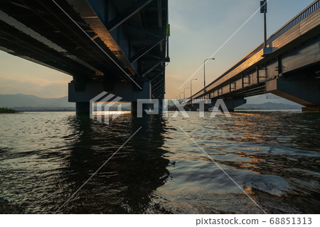 Take a picture of Lake Biwa Bridge over Lake Biwa, Shiga Prefecture 68851313