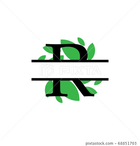 Initial r green leaf monogram split letter initial Initial r green leaf monogram split letter initial 68851703