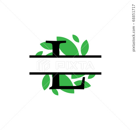 Initial l green leaf monogram split letter initial Initial l green leaf monogram split letter initial 68851717