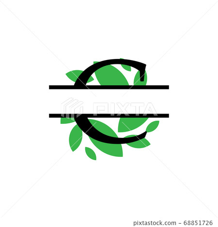 Initial c green leaf monogram split letter initial - Stock Illustration ...