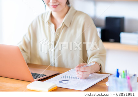 Young woman teleworking Young woman teleworking 68851991