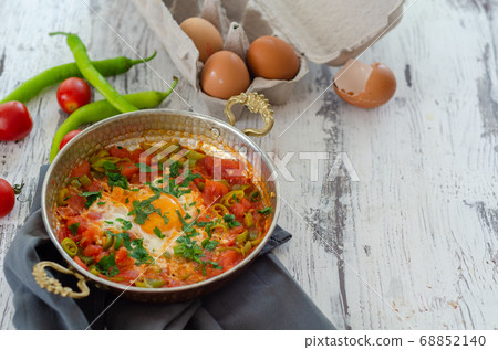 Traditional turkish food menemen with copy space. 68852140