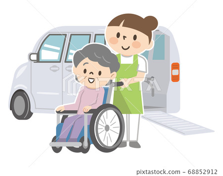 福利車輛和輪椅高級婦女及護理人員 福利車輛和輪椅高級婦女及護理人員 68852912