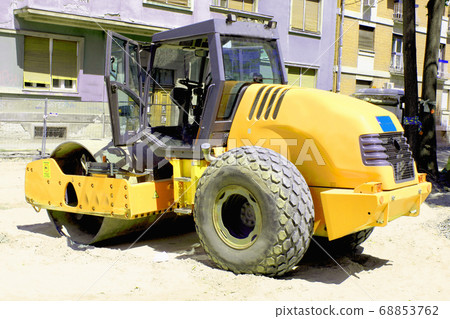 roller machine finishing the road 68853762