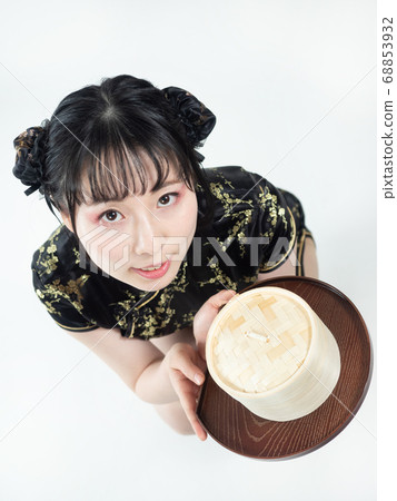 [White background] Chinese girl (China clothes) sitting pose [Whole body] 68853932