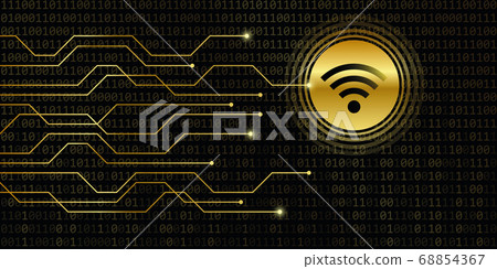 wifi digital banner with binary code background - Stock Illustration ...