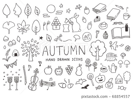 Hand drawn illustration set related to autumn 68854557