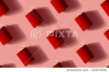 Creative seamless pattern from red tin cans with shadows. 68854946