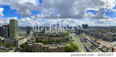 A beautiful and dramatic panoramic shoot of the Rotterdam city skyline A beautiful and dramatic panoramic shoot of the Rotterdam city skyline 68855047
