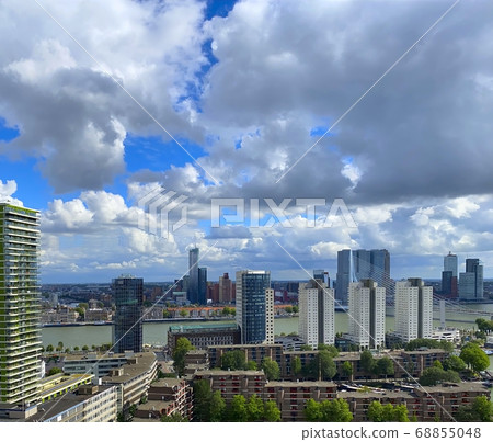 A beautiful and dramatic panoramic shoot of the Rotterdam city skyline A beautiful and dramatic panoramic shoot of the Rotterdam city skyline 68855048
