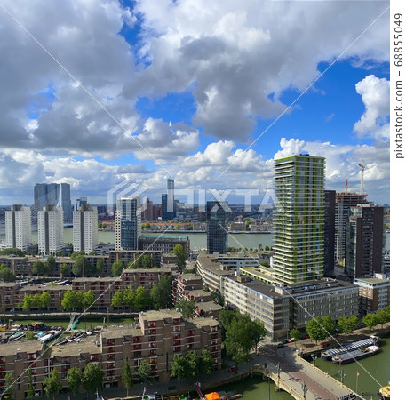 A beautiful and dramatic panoramic shoot of the Rotterdam city skyline A beautiful and dramatic panoramic shoot of the Rotterdam city skyline 68855049