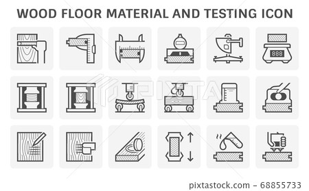 Wood floor material and testing vector icon set 68855733