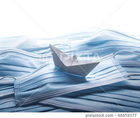 Pandemic problems concept, origami ship with Pandemic problems concept, origami ship with 68858377