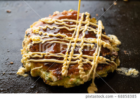 Okonomiyaki, japanese teppan-yaki pancake 68858385