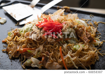 Yakisoba, japanese freid noodles with cabbage and Yakisoba, japanese freid noodles with cabbage and 68858387