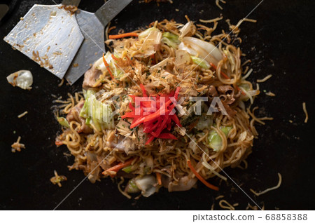 Yakisoba, japanese freid noodles with cabbage and Yakisoba, japanese freid noodles with cabbage and 68858388
