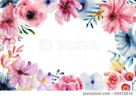 用水彩寫的花多彩背景文本圈 插圖素材 6516 圖庫 用水彩寫的花多彩背景文本圈 插圖素材 6516 圖庫