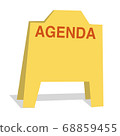 Billboard postcard on the desktop with the inscription agenda 68859455